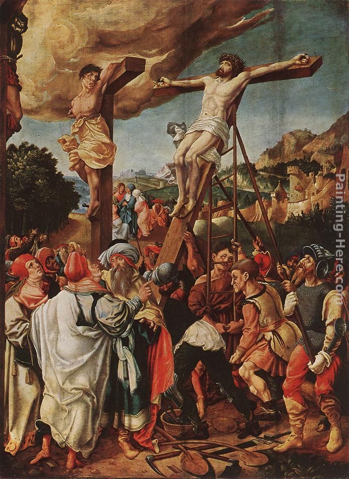 Crucifixion painting - Jorg Breu the Elder Crucifixion art painting